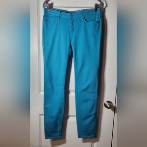 Kate Spade Play Hooky Broome Street Turquoise/Aqua Skinny Jeans SZ 29